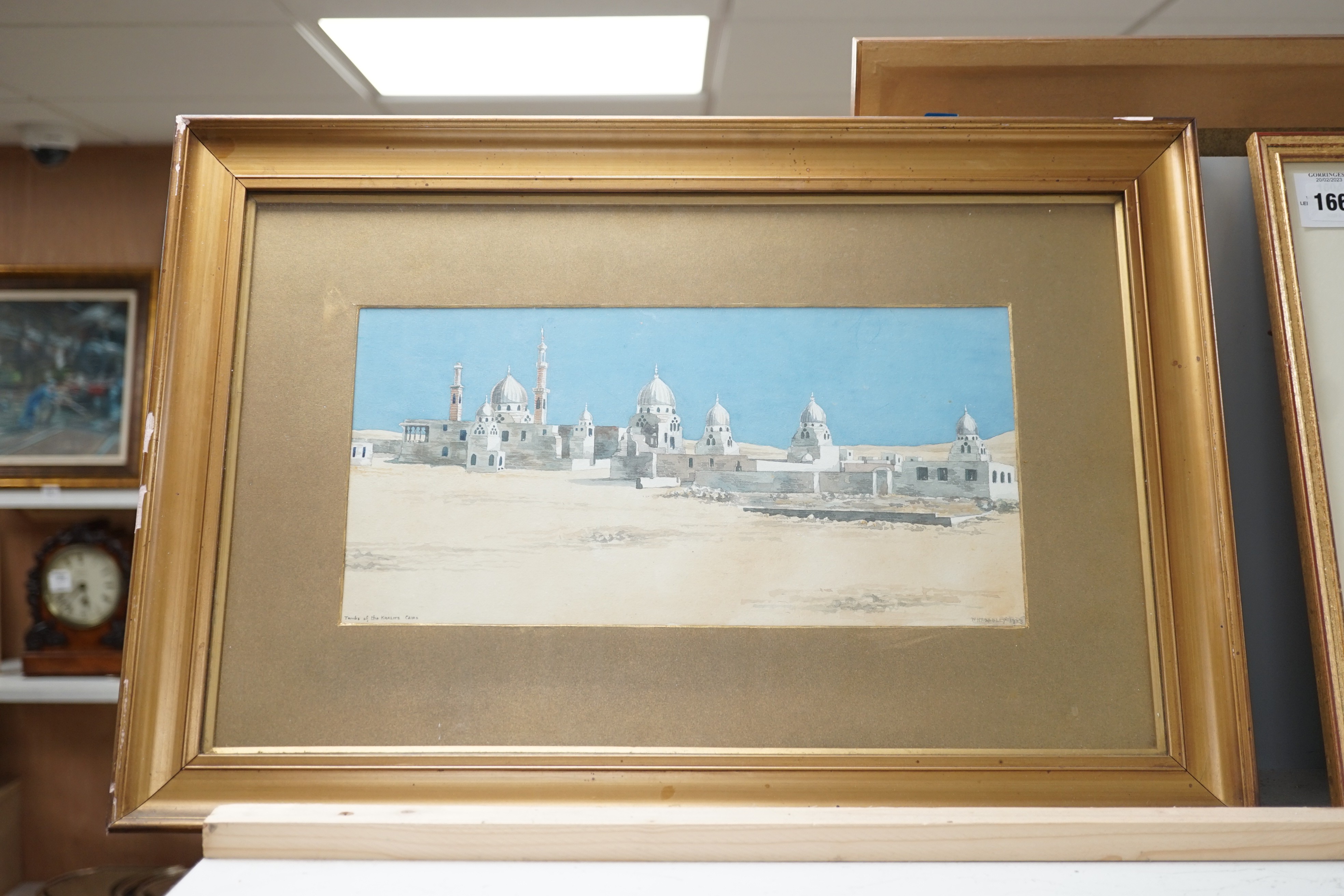 W.H. Hoadley, gouache, Tombs of the Khalifs, Cairo, signed, inscribed, and dated 1923, 17 x 35cm